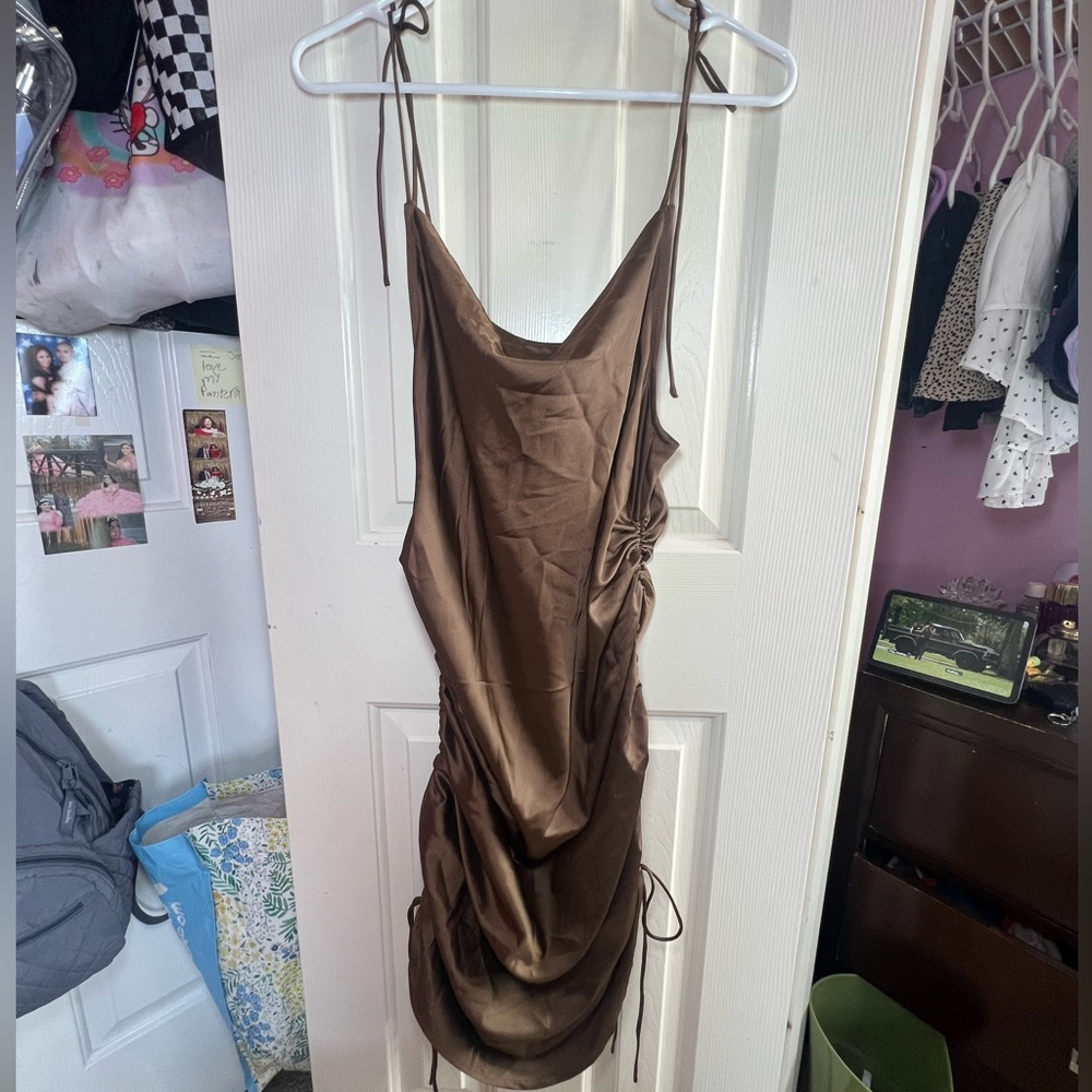 Satin Brown Midi
